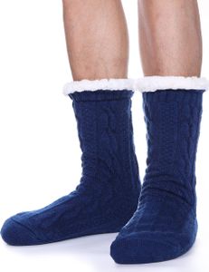 1 Paar Hüttensocken Kuschel Socken Damen Hausschuhe Winter Strümpfe Damen Komfortsocken, rutschfeste Stoppersocken (Blau)
