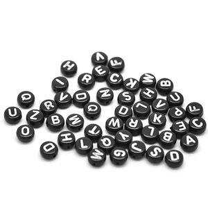 500 Buchstabenperlen Symbolperlen Perlen Zwischenperlen Buchstaben Herz ca. 6mm, Größe:6mm Rund, Farbe:schwarz