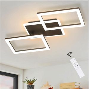 ZMH LED Deckenleuchte 50W Schwarze Schlafzimmerlampe Dimmbare Moderne Lampe mit Fernbedienung Deckenbeleuchtung Kristall für Wohnzimmer Schlafzimmer