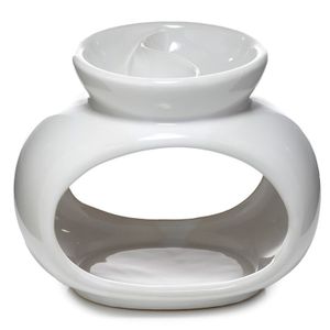Weißes keramisches ovales Doppel-Teller-Öl- und Wachsbrenner