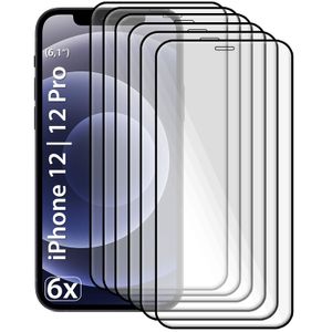 6x Fullcover 9D Panzerglas iPhone 12 | 12 Pro kratzfeste Panzerfolie 9H Hart Glas Folie mit optimalem Displayschutz blasenfreie Schutzfolie