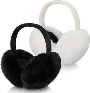 Ohrenwärmer 2er-Pack warme Plüsch-Frostschutz-Ohrenschützer für Herbst und Winter, Schwarz+Weiß