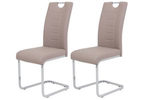 Hela Tische, 2er Set Freischwinger Stuhl Ruby - Kunstleder Cappuccino Steppung - Metallgestell verchromt - Bügelgriff - höhere Belastbarkeit von 140kg