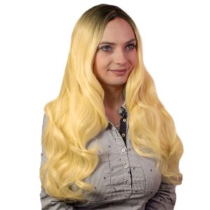 hair2heart Paruka Dlouhé kudrnaté syntetické vlasy Dámská paruka - Zlatá blond 70cm 190g