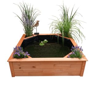 Hochteich, Miniteich, Hochbeet promadino mit 4 seitlichen Pflanzzonen 550 l 144 x 144 x 40 cm