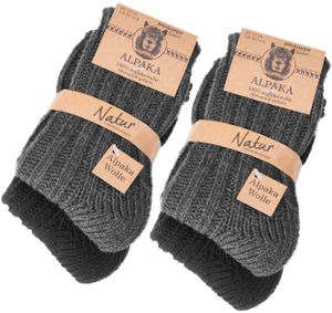 BRUBAKER 4 páry dětských ponožek ze 100% alpaky - zimní ponožky pro chlapce a dívky - dětské ponožky antracitově černé - vlněné ponožky ve velikosti 27-30