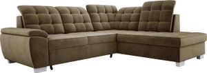 Geräumiges Ecksofa LOTTA In Pflegeleichtem Veloursstoff, Maße 258x212cm, Optimal Für Familien, Mit Praktischem Bettkasten Und Modernem Design Anordnung auf der Rechten Seite Farbe: GRÜN