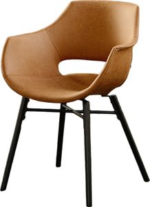 KAWOLA Stuhl "ZAJA Square" Esszimmerstuhl Microfaser cognac