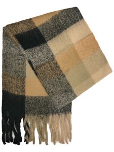 Damen Weicher Mode Winter Schal | Karierter XXL Cozy Deckenschal | Design Fashion Vintage Muster Tuch, Farben:Hellbraun, Größe:One size