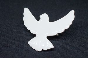 Friedenstaube Brosche Vogel Pin Taube Miniblings Tier Anstecker emailliert weiß