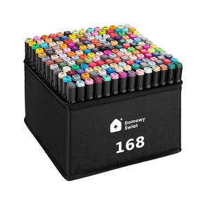 Farby Alkoholový popisovač Set 168 Twin Marker Felt Tip Pen s čiernou darčekovou krabičkou Alkoholové perá na vyfarbovanie Komiksové maľovanie