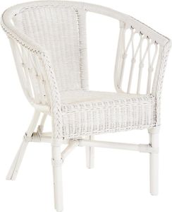 KRINES HOME  Stapelbarer Rattansessel, Rattanstuhl/Bistro-Sessel Balkonsessel in der Farbe Weiss