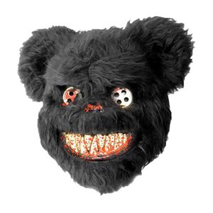 Gruselige Maske,Pluesch Blutig Bear Hase Gruselige Gruselmaske Halloween Maskerade Kostuem Requisiten,Schwarz