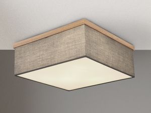 Skandinavische LED Jugendzimmer Deckenlampe mit Stoff Lampenschirm und Holzoptik