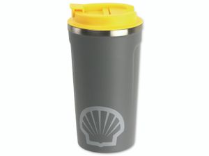 Shell Trinkbecher - Trinkflasche - Wasserflasche To Go - 500ml - BPA-Frei - Grau/Gelb