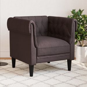 Fotel Chesterfield ciemnobrązowy materiał