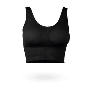 Komfort Sport BH ( Schwarz / M ) breites Unterbrustband und Push Up Effekt - Wohlfühl BH Bralette - ohne Bügel, ohne Clips - Yoga Bra Top