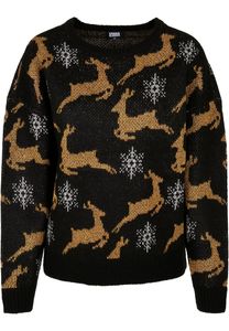 Dámský svetr Urban Classics Ladies Oversized Christmas Sweater black/gold - XXL