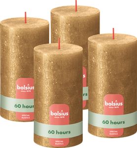 Bolsius 4er Set Kerzen, 13cm, gold
