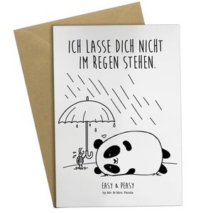 Mr. & Mrs. Panda Grußkarte Easy & Peasy Freundschaft  - Weiß - Geschenk, Geburtstagskarte, Klappkarte, Einladungskarte, Hochzeitskarte, Glückwunschkarte