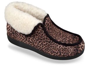 MJARTAN-Uzatvorené papuče s leopardím vzorom z ovčej vlny
 
 