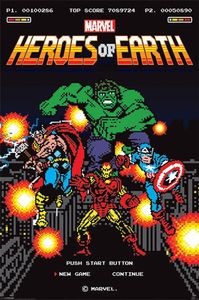 Marvel Retro 8-Bit Heroes of Earth Spiel Poster Plakat Druck Grösse 61x91,5cm