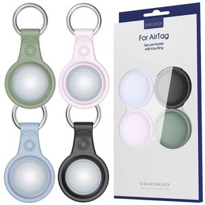 Dux Ducis Set 4x Silikon Etui Schlüsselanhänger Anhänger Etui für Apple AirTag Locator (4 Farben: schwarz, grün, pink, blau)