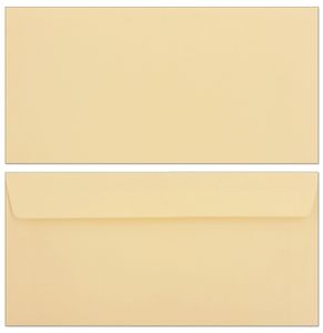 50 Stück farbige Premium Briefumschläge Briefhüllen Kuvert, Caribic Chamois, DIN Lang (110 X 220mm), ohne Fenster, haftklebend, 90g/m²