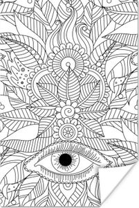 MuchoWow® Poster Boho - Blätter - Auge 40x60 cm - Plakate für die Wand - Poster Babyzimmer