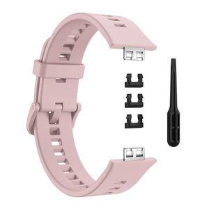Barevný zámek Silikonový pásek na hodinky , náramek na hodinky , náramek v barvě Sakura Pink pro Huawei Watch Fit TIA-B09