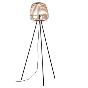 mokebo® Stehlampe im Boho Style mit Rattan 'Die Natürliche', Dreibein Lampe in braun, Bambus, Korb bzw. Holz Optik, Lampenschirm aus Korbgeflecht fürs Wohnzimmer & Schlafzimmer