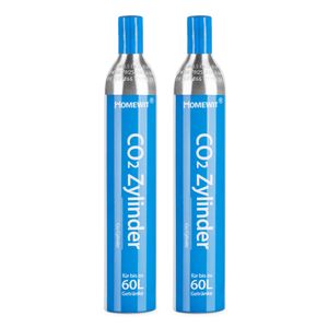Homewit 2 x CO2-Zylinder, Kohlensäure Zylinder Kohlendioxid Zylinder 425g Kohlensäure für ca. 60 L Wasser, Neu & Erstbefüllt in Deutschland geeignet für SodaStream(z.B. SodaStream Crystal, Easy, Power & Cool) Wassersprudler usw.