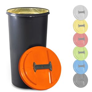 KUEFA BSC 60 Liter Müllsackständer, Mülleimer, Sammelbehälter mit Deckel und Befestigungsring für Gelben Sack (Orange)