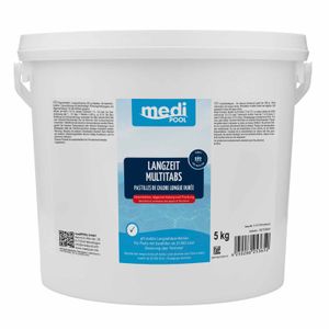 mediPOOL Langzeit-Multi Tabs 200 g, Multifunktionstabletten, Chlortabletten, Dauerchlorung, Flockmittel, Poolreinigung Inhalt:5 kg
