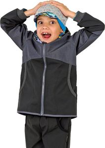UNUO Softshell Jacke mit Fleece Street Duo, Schwarz, Brindle Anthrazit (Unuo Sofssell Jacke) - 128/134