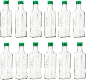 12 Stück 250 ml Flaschen mit Schraubverschluss Glasflasche Likör Wein Schnaps