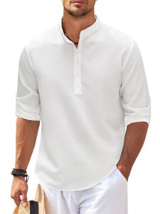 Herren Langarmshirts Hemden Regular Fit Tops Casual Langarm Bluse Freizeithemd Shirts Weiß,Größe L