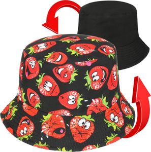 Versoli vedro klobúk obojstranný letný klobúk rybársky klobúk slnečná čiapka ochrana pred slnkom obyčajný - STRAWBERRY Versoli vedro klobúk obojstranný letný klobúk rybársky klobúk slnečná čiapka ochrana pred slnkom obyčajný - STRAWBERRY