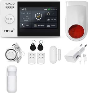 HUXGO HXA007 WLAN + GSM Funk Alarmanlage mit Bewegungssensor und zweiter Funksirene Wohnung Garage Steuerung über das Handy TUYA Smart Anwendung SMS-Benachrichtigungen Sprache DEUTSCH