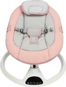 Baby-Elektro-Schaukelstuhl, Bequeme Polsterung, Fernbedienung, Dreipunktgurt, Rosa