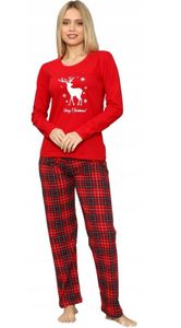 Schlafanzug Damen Lang Pyjama 100% Baumwolle Zweiteiliges Set Langarm Shirt Lange Karierte Pyjamahose Weihnachtspyjama XL