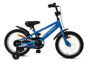 SJOEF Race Kinderfahrrad 16 Zoll | Kinder Fahrrad für Jungen / Jugend | Ab 2-6 Jahren | 12 - 16 Zoll | inklusive Stützräder (Blau)