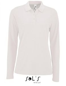 Damen Long-Sleeve Piqué Polo Shirt Perfect - Farbe: White - Größe: M
