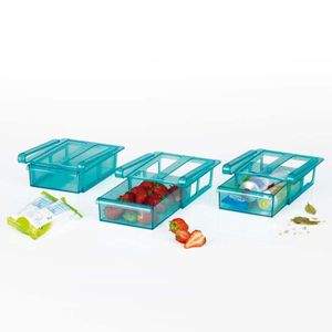 GOURMETmaxx Klemm-Schublade 3er-Set Ideale Kühlschrankbox Aufbewahrung kleinere lose Lebensmittel Praktischer Organizer fast jeder Kühlschrank Türkis