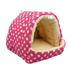 Schlafbett, atmungsaktiv, hält warm, rutschfest, Mini-Tierschlafbett für Sittiche-Rosa Punkte,XL