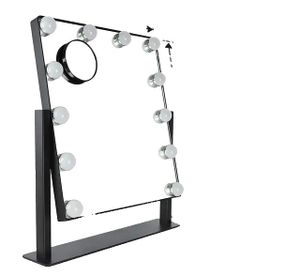 Schminktischspiegel, beleuchtet mit 3 Farbmodi, Vergrößerung, 47x44cm schwarz, 220-240V