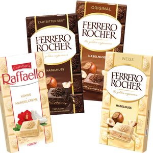 Ferrero Rocher und Raffaello Schokoladen Tafeln, Sparset, 4er Pack (4x90g)
