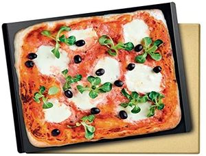 Pizzastein mit Antihaftbeschichtung für Backofen / Grill  Eckig: ca. B 40 x T 30 cm