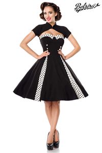 Belsira Damen Sommerkleid Partykleid Vintage Kleid mit Bolero Retro 50s 60s Rockabilly, Größe:2XL, Farbe:schwarz/weiß