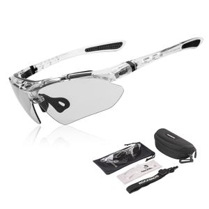 ROCKBROS Fahrradbrille Selbsttönend Brille Sonnenbrille für Herren Damen Transparente Rahmen